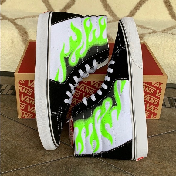 •VANS SK-8 HI FLAME black/true white Mens - Picture 7 of 16